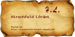 Hirschfeld Lóránt névjegykártya